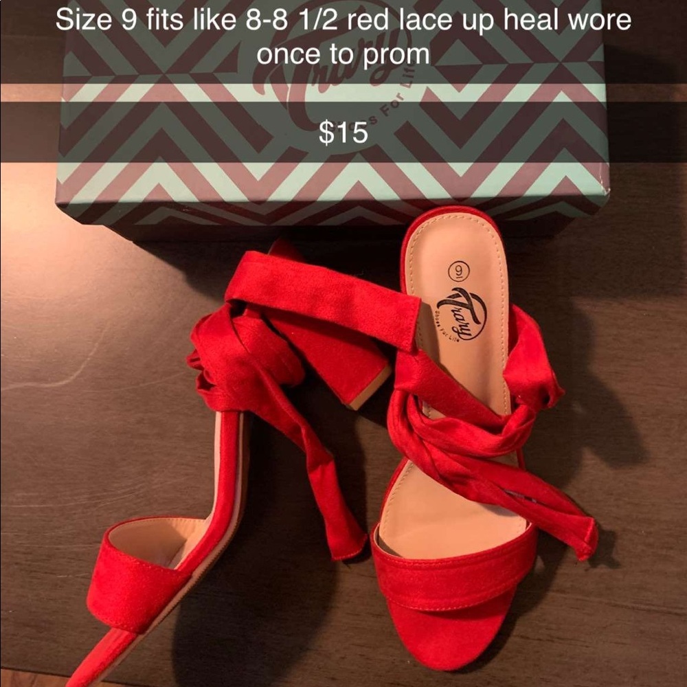 Red lace up heels